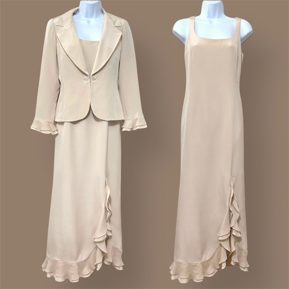 Rickie Freeman Teri Jon Dress Jacket 2 Piece Set Mother Of Bride Silk Sz 6